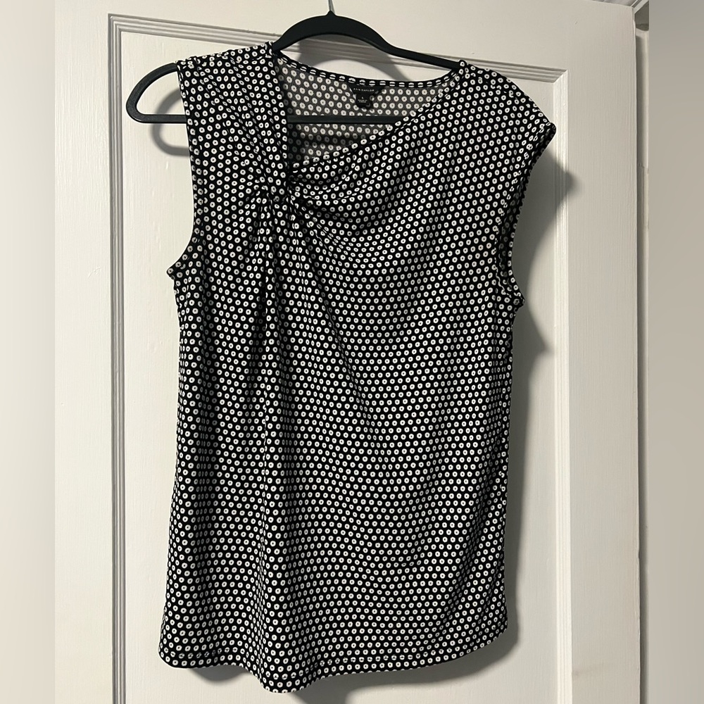 Ann Taylor woman’s black and white sleeveless top